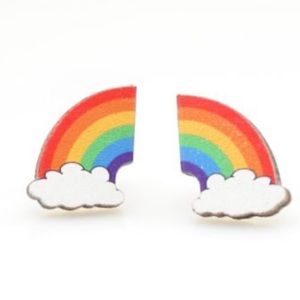 Rainbows On Clouds Laser Cut Light Weight Stud Earrings Made In The USA